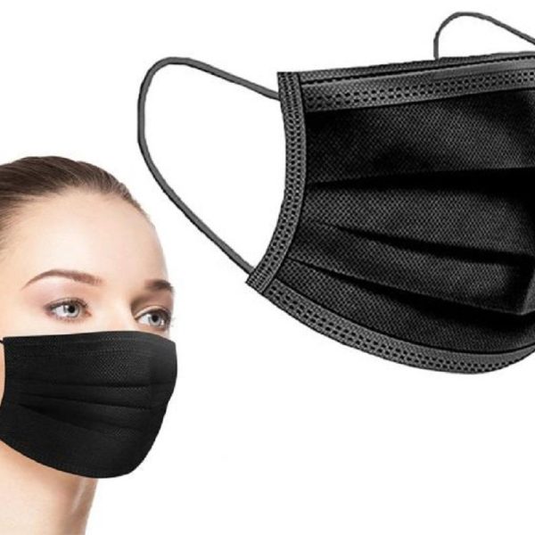 Surgical Protective Face Masks, 3-Ply - Black